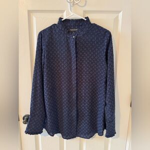 Banana Republic Navy Textured Blouse
